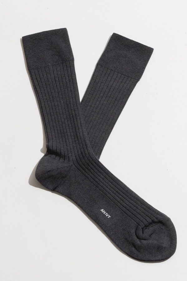 Charcoal Ribbed Socks - Str: 43-46