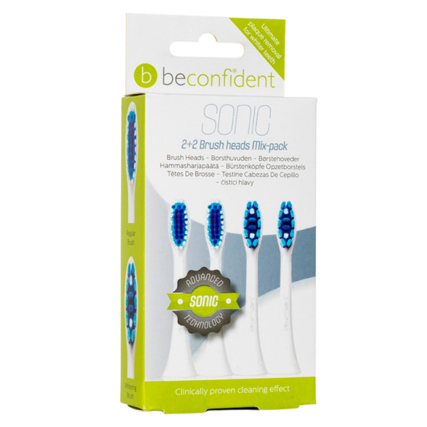 Beconfident Sonic Toothbrush Heads Mix Pack White (2 x 2 stk)  (BeConfident)