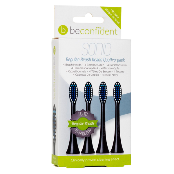 Beconfident Sonic Toothbrush Heads Regular Black (4 stk)  (BeConfident)