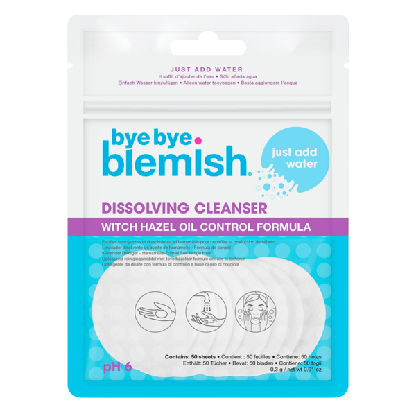 Bye Bye Blemish Water Activated Dissolving Cleanser Sheets (50 stk)  (Bye Bye Blemish)