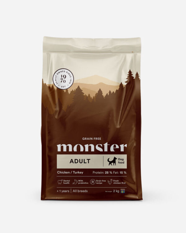 Monster Adult - Kornfrit, Kylling og Kalkun - 2kg