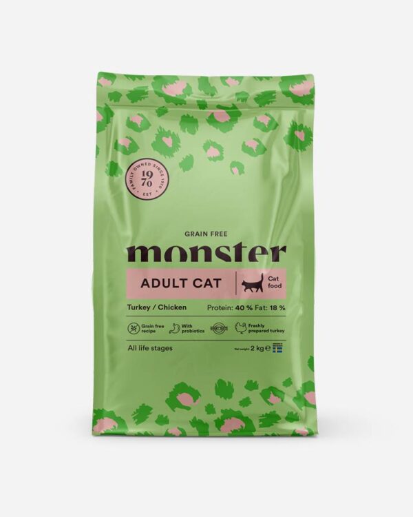 Monster Adult Cat - Kornfrit, Kalkun og Kylling - 2kg