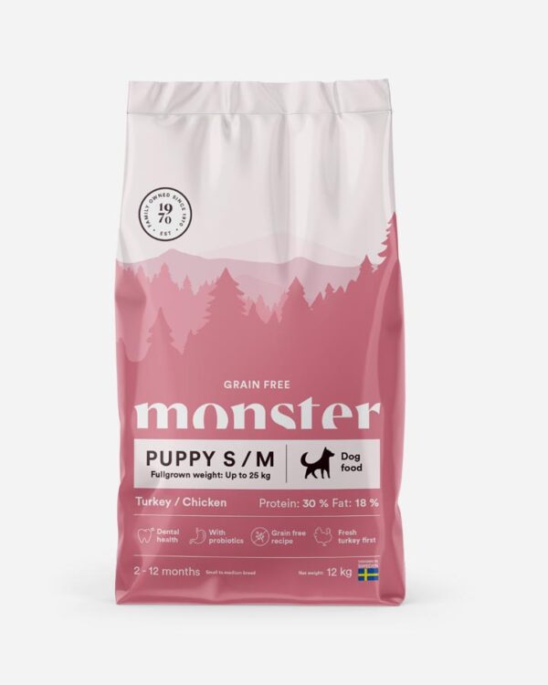 Monster Puppy Small Breed - Kornfrit, kylling og kalkun - 12kg