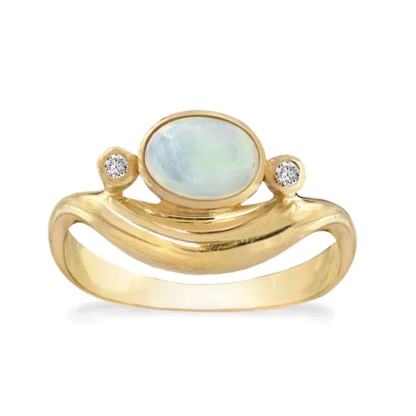 Rabinovich - Guldring opal diamant - Elegant Opal - størrelse 52