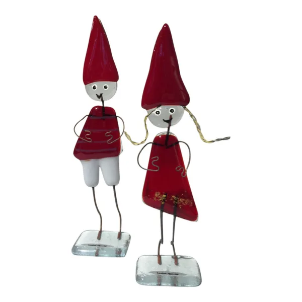 Julepynt nisse dreng og nisse pige. Flotte glasfigurer sæt kr. 379,-.