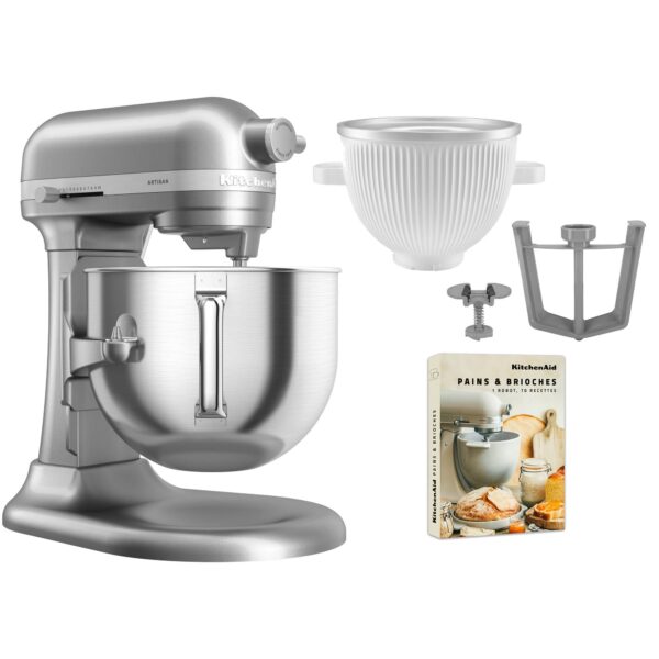 KitchenAid Artisan 5KSM70SHXE køkkenmaskine 6,6 liter + 5KSMICM Ice Cream Maker, contour silver