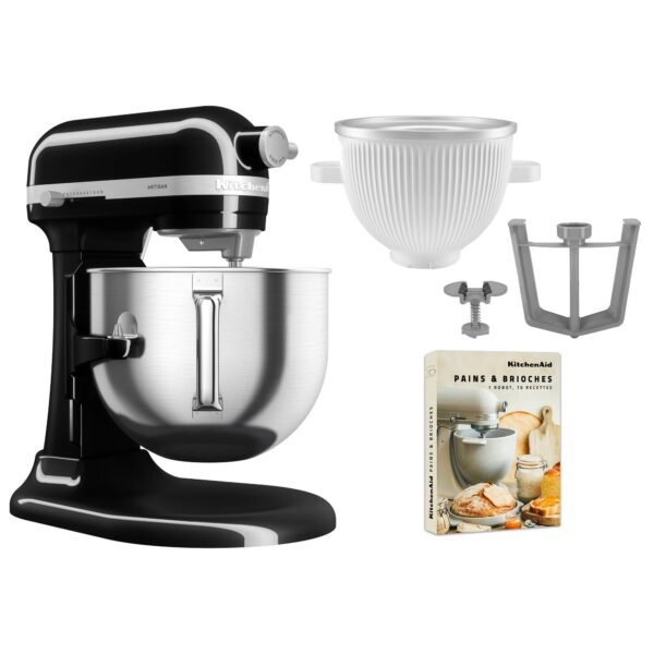 KitchenAid Artisan 5KSM70SHXE køkkenmaskine 6,6 liter + 5KSMICM Ice Cream Maker, onyx black