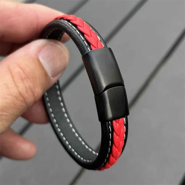 Red Major læderarmbånd flet