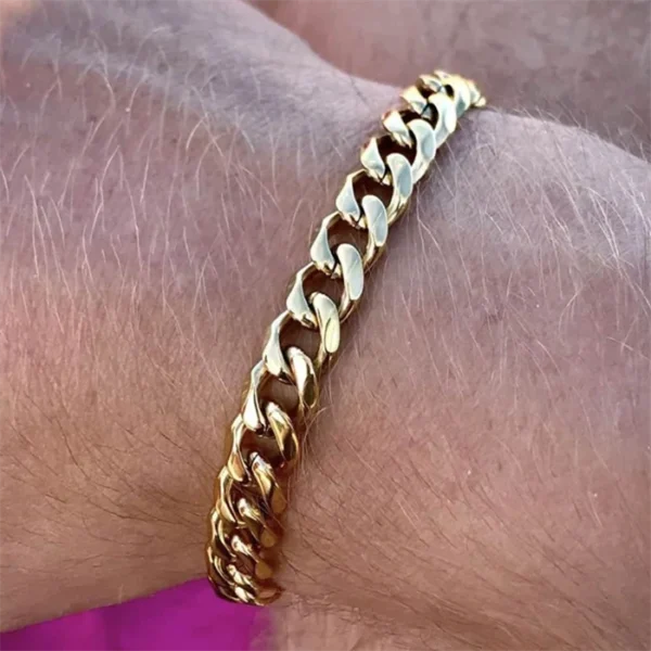 Forgyldt Link armbånd i rustfri stål 7mm bred