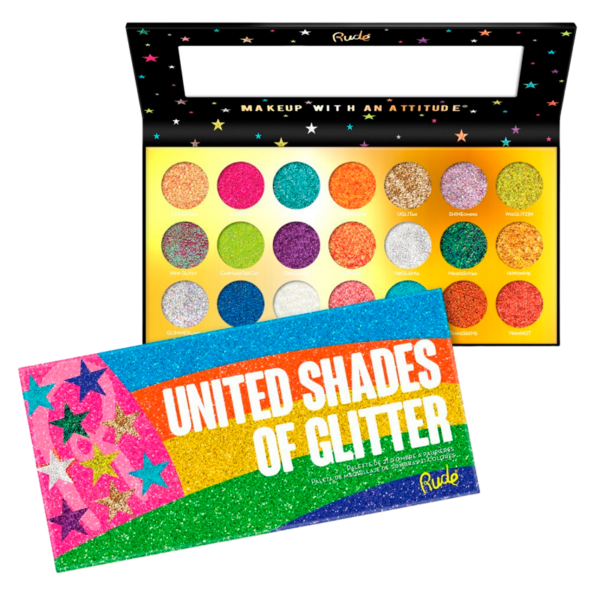 RUDE Cosmetics United Shades of Glitter 21 Pressed Glitter Palette (1 stk)  (Rude Cosmetics)