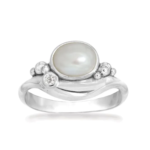 Rabinovich - Sølv ring med hvid perle - Pleasant Pearl - størrelse 54