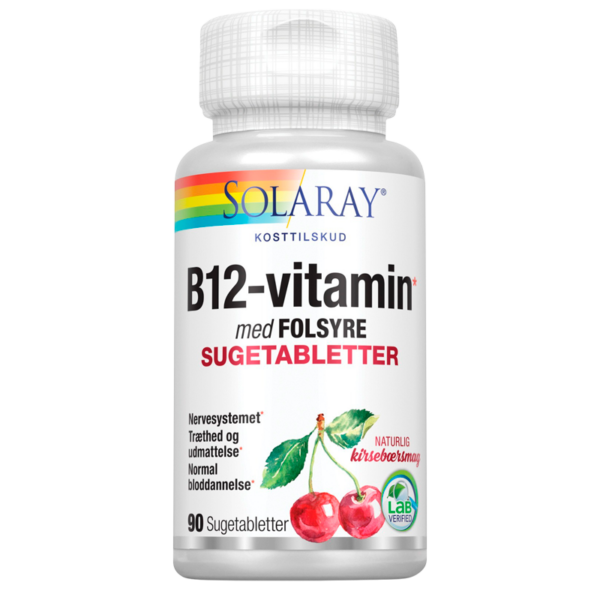 Solaray B-12 vitamin med folsyre (90 tabl)  (Solaray)