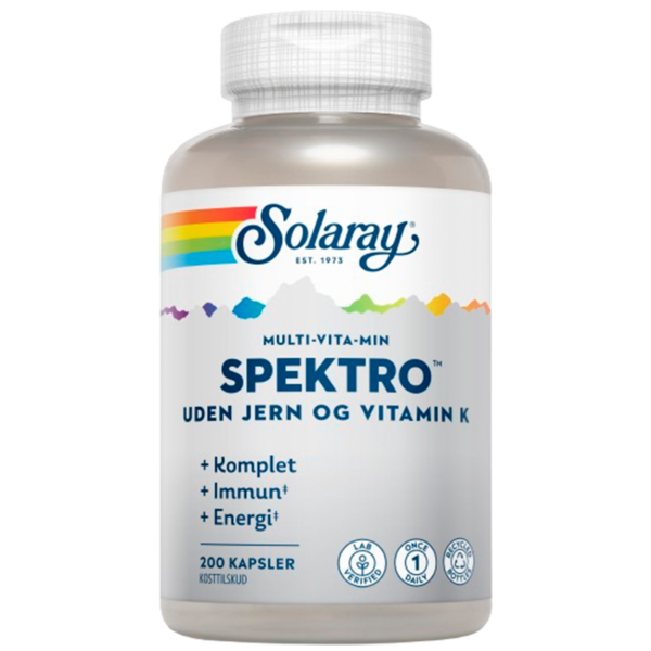 Solaray Spektro Multi-Vita-Min Uden Jern & Vitamin K (200 kaps)  (Solaray)