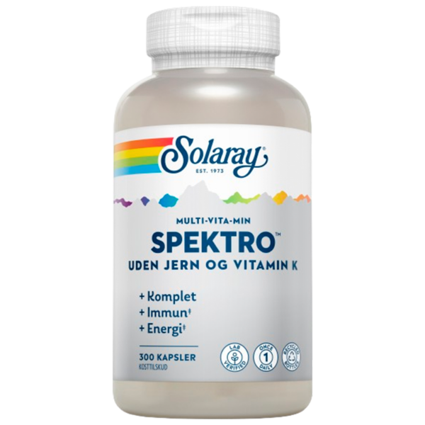 Solaray Spektro Multi-Vita-Min uden jern og vitamin K (300 kapsler)  (Solaray)