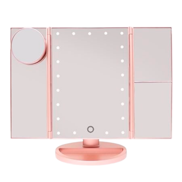 UNIQ Three Panel LED Lighted Makeup Mirror Rosegold  (UNIQ)