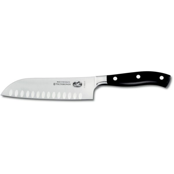 Victorinox Grand MÃ¢itre olivenslebet santokukniv i sort, 17 cm.