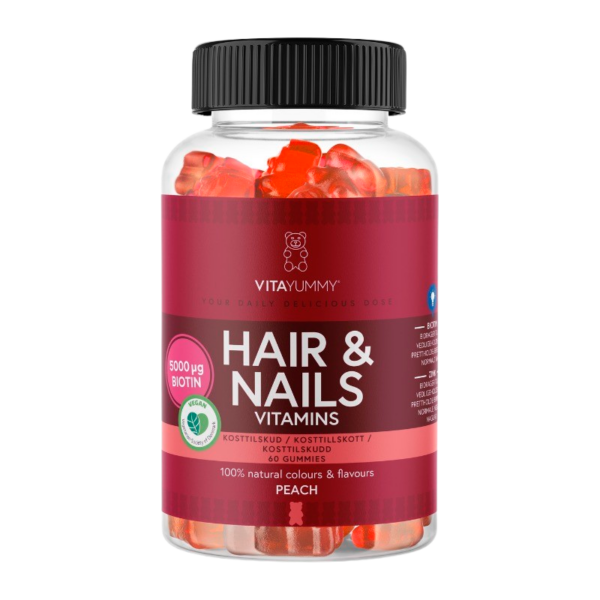 VitaYummy Hair & Nails Peach (60 stk)  (VitaYummy)