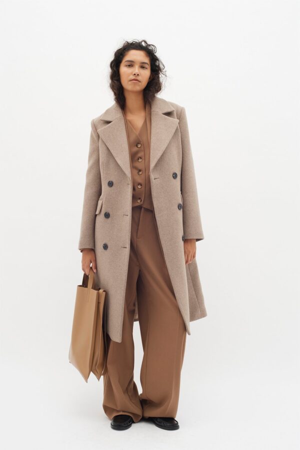 Thoraiw Lapel Coat Sandy Grey Melange