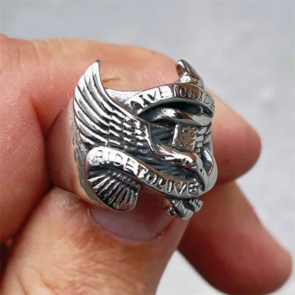 Biker ring i Stål "Eagle" ride to live