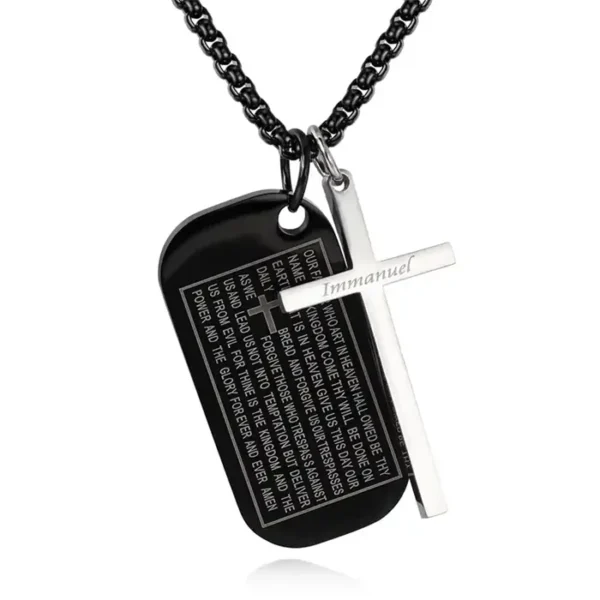 Bible Dog Tags and Cross / halskæde