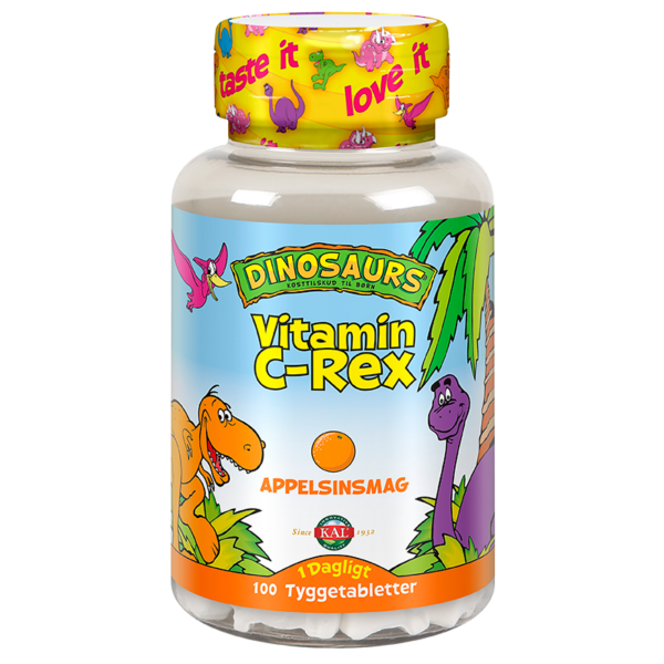 Kal DinoSaurs vitamin C-Rex Appelsinsmag (100 tyggetab)  (KAL)