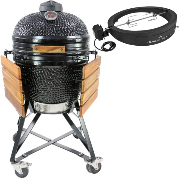 Kamado Sumo SUMO Midi + Grillmesterens rotisseri og pizzaovn, sort