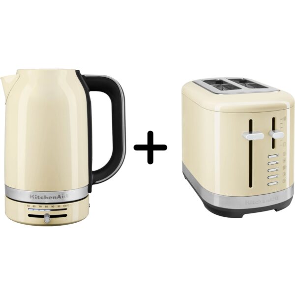 KitchenAid 5KMT2109 Brødrister + 5KEK1701 Elkedel, almond cream