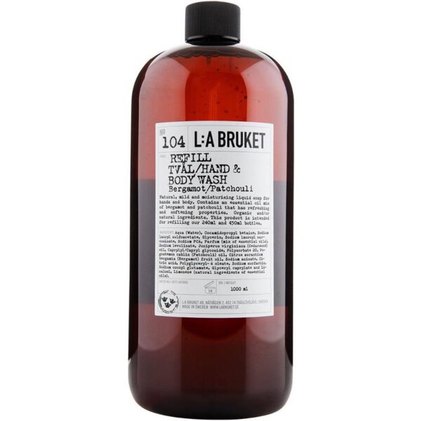 L:a Bruket 104 Hand & Body Wash Refill 1000 ml - Bergamot/Patchouli