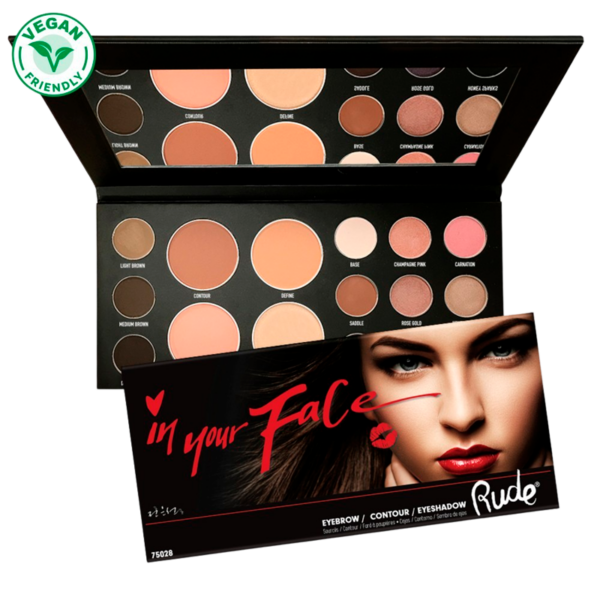 RUDE Cosmetics In Your Face 3-In-1 Palette Brows, Eyes, Face (1 stk)  (Rude Cosmetics)