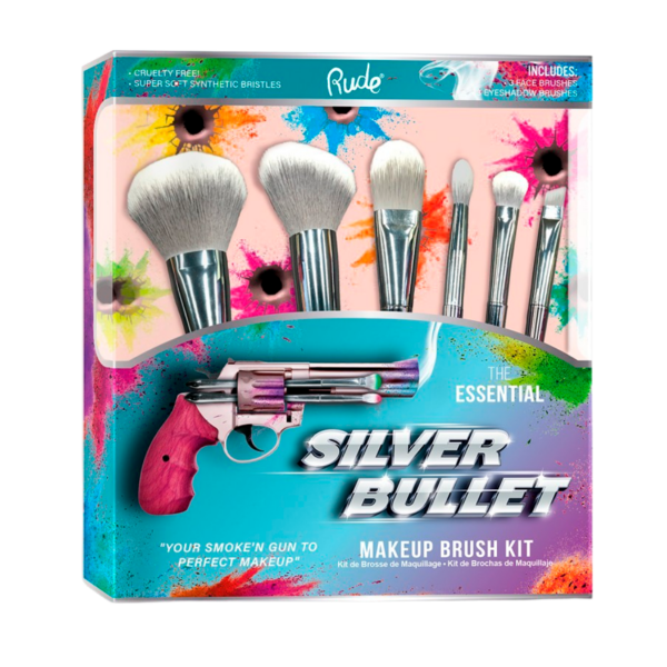 RUDE Cosmetics Silver Bullet Makeup Brush Kit (1 stk)  (Rude Cosmetics)