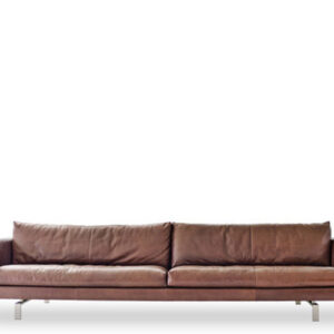 Montis Axel sofa - 302cm - Rancho Læder - Cohiba / medestel børstet