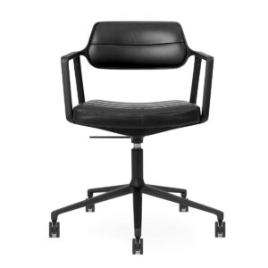 Vipp 453 Swivel+ Chair - Castors - Læder - Sort-Sort