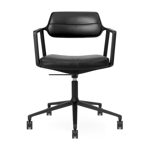Vipp 453 Swivel+ Chair - Castors - Læder - Sort-Sort