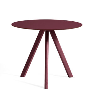 CPH20 Round Table - Ø90cm - Bordeaux Eg - Burgundy Linolium Top