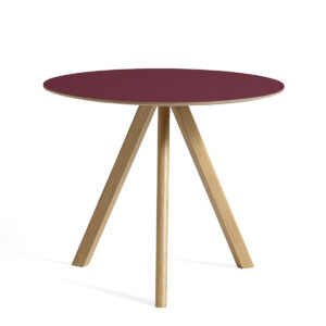 CPH20 Round Table - Ø90cm - Eg - Linolium Top - Burgundy Linolium
