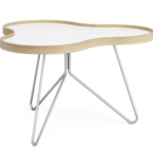 Sofabord - 66x62 - Eg Kant - Krom / 39cm / Hvid