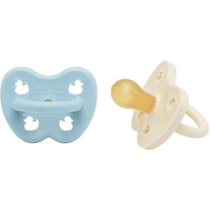 Hevea Sut Rund 2-pack Baby Blue & Milky White - Str. 0-3 mdr  0-3 mdr