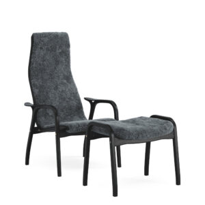 Swedese Lamino Lænestol - Sortlakeret Eg Fåreskind - Inkl. Skammel - Charcoal